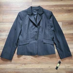 Antonio Melani Jacket Womens 14 Black Pinstripe Blazer NEW